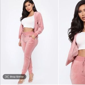 Pink velour two peice